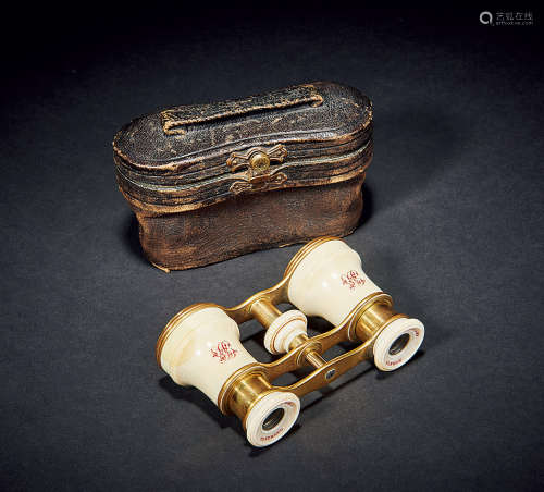 18世纪 铜鎏金贵族望远镜连盒