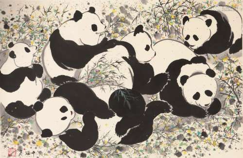 吴冠中 熊猫 纸本镜片