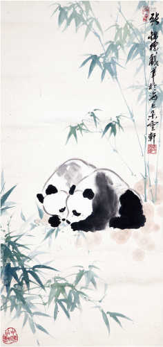 张锦标 熊猫 立轴