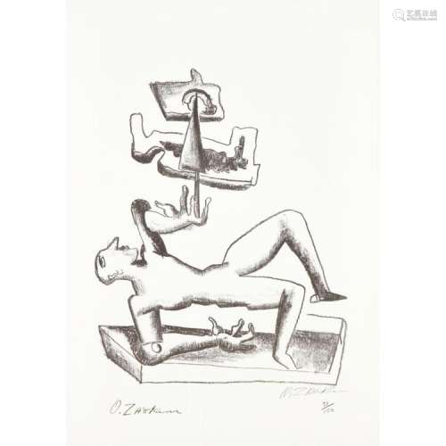 [§] OSSIP ZADKINE (RUSSIAN/FRENCH 1890-1967) ACROBAT, 1964 92cm x 76cm (36.25in x 30in) and another by the same artist (2)