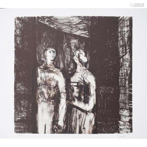[§] HENRY MOORE O.M., C.H., F.B.A. (BRITISH 1898-1986) FRIDAY NIGHT, CAMDEN TOWN, 1975 55cm x 55cm (21.75in x 21.75in)