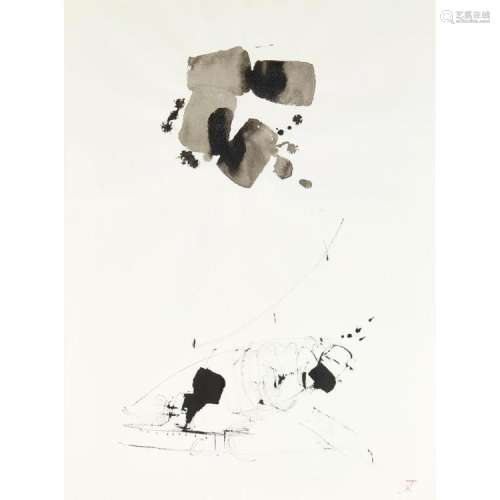 [§] WILLIAM JOHNSTONE O.B.E. (SCOTTISH 1897-1981) UNTITLED (ABSTRACT) 77cm x 57cm (30.25in x 22.5in)