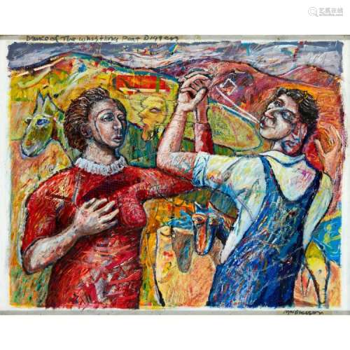 [§] NEIL MACPHERSON R.S.A., R.G.I. (SCOTTISH B.1954) DANCE OF THE WHISTLING PEAT DIGGERS 98cm x 124cm (38.5in x 48.75in)