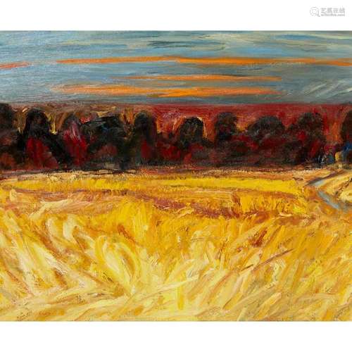 [§] JOHN HOUSTON O.B.E., R.S.A., R.S.W., R.G.I. (SCOTTISH 1930-2008) AUTUMN IN FIFE 76cm x 91.5cm (30in x 36in)