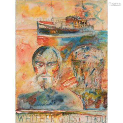 [§] JOHN BELLANY C.B.E., R.A., H.R.S.A. (SCOTTISH 1942-2013) WHITHER GOEST THOU? 76cm x 57cm (30in x 22.5in)
