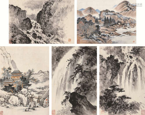刘子久（1891～1975） 1943年作 松阁清泉图 镜心 设色水墨纸本