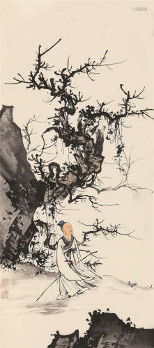 陈少梅（1909～1954） 秋林高士图 立轴 设色纸本