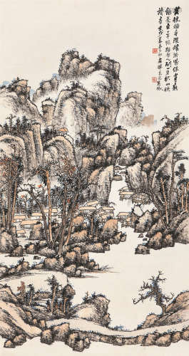 吴待秋（1878～1949） 1922年作 秋山景致 立轴 设色纸本