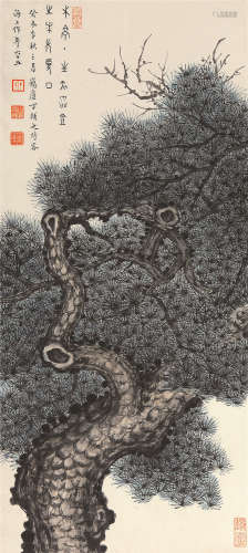 丁辅之（1879～1949） 1943年作 松树 镜片 设色纸本