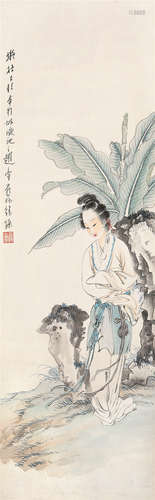 徐操（1899～1961） 芭蕉仕女 镜心 设色纸本