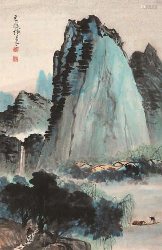 张善孖（1882～1940） 青山归棹 镜心 设色纸本