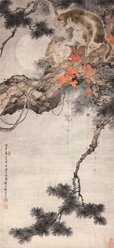 刘奎龄（1885～1967） 1944年作 宏业封侯 立轴 设色纸本