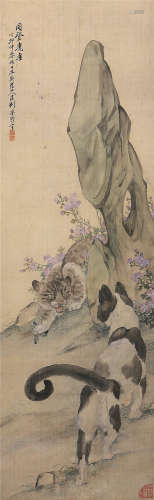 刘奎龄（1885～1967） 1927年作 同登耄耋 立轴 设色绢本