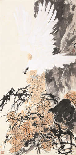 孙其峰（b.1920） 雄鹰展翅 镜心 设色纸本