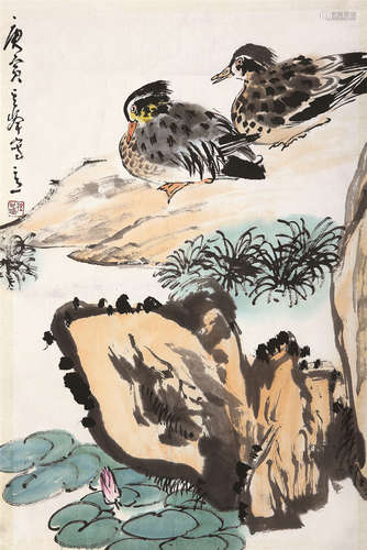 孙其峰（b.1920） 2010年作 伴侣 托片 设色纸本