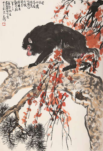 孙其峰（b.1920） 2003年作 封侯图 托片 设色纸本