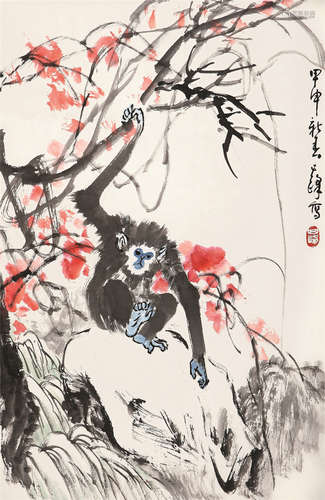 孙其峰（b.1920） 2004年作 封侯图 托片 设色纸本