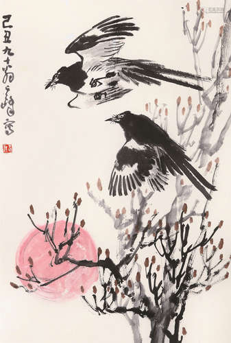 孙其峰（b.1920） 2009年作 双喜临门 镜框 设色纸本