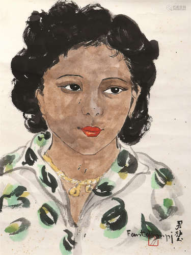 方君璧（1898～1986） 少女像 立轴 设色纸本