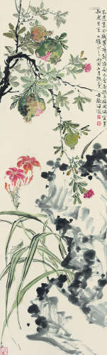 汪溶（1896～1972） 多子图 立轴 设色纸本