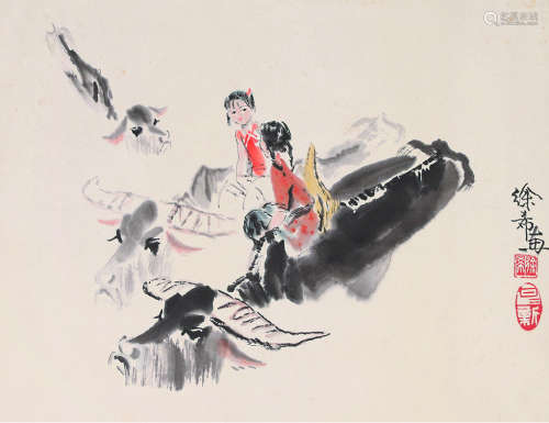 徐希（b.1940） 牧牛图 镜片 设色纸本