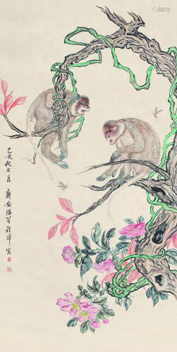 程璋（1869～1938） 猿猴图 立轴 设色纸本