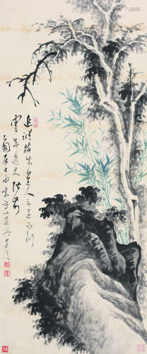 张石园（1898～1960） 三友图 立轴 设色纸本
