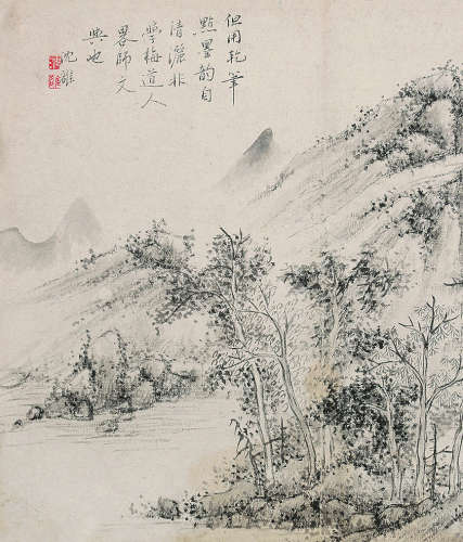 沈雒（?～1901） 山水 镜片 水墨纸本