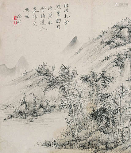 沈雒（?～1901） 山水 镜片 水墨纸本