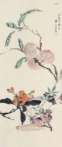 汤禄名（1804～1874） 果蔬图 立轴 设色纸本