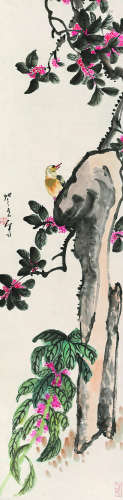 田登五（1897～1973） 花鸟 镜片 设色纸本