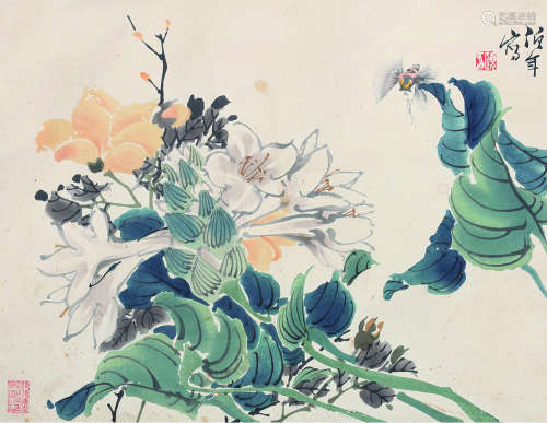 任伯年（1840～1896） 花卉 立轴 设色纸本