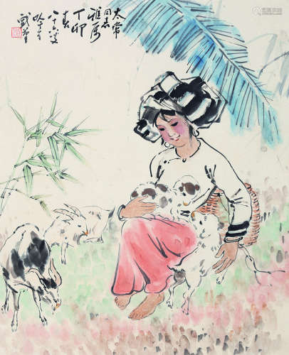宋吟可（1902～1999） 人物 立轴 设色纸本