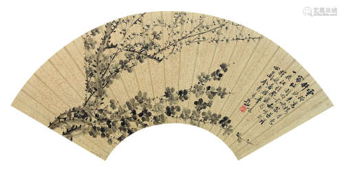 金心兰（1841～1909） 梅花扇面 镜片 水墨纸本