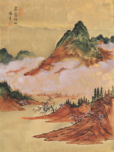 潘素（1915～1992） 雾霭红山 镜片 设色笺本