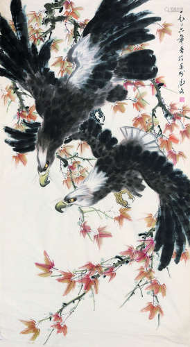吴德文（1938～2009） 雄鹰展翅 镜心 设色纸本