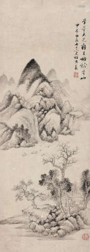 张培敦（1772～1846） 烟树云山图 立轴 水墨纸本