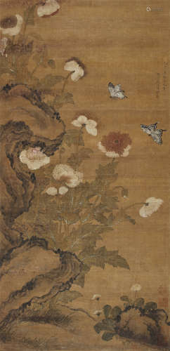 蒋廷锡（1669～1732） 花蝶 立轴 绢本
