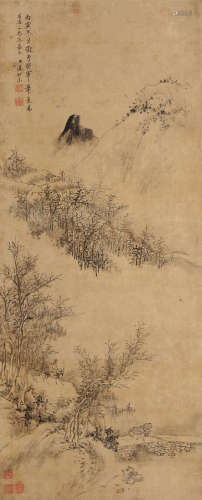 汤贻汾（1778～1853） 拟李将军笔意山水 立轴 设色绢本
