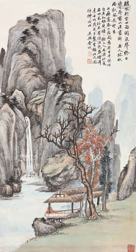 金城（1878～1926） 临轩听泉图 立轴 设色纸本