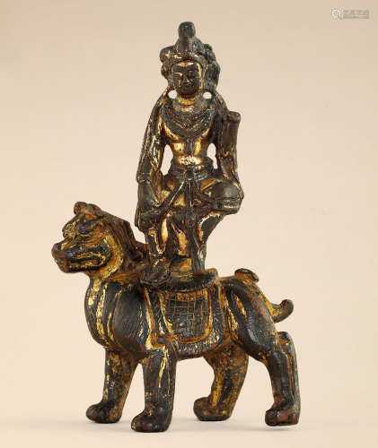 元 铜鎏金文殊菩萨坐像