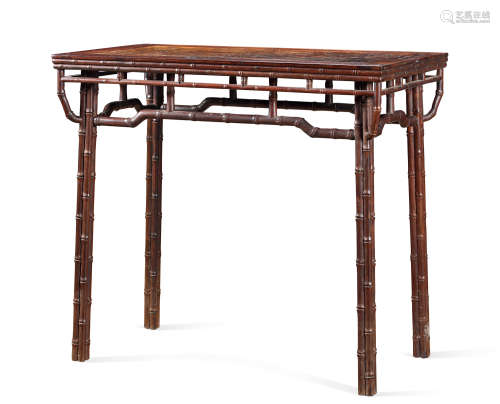 清 红木雕竹节纹琴桌