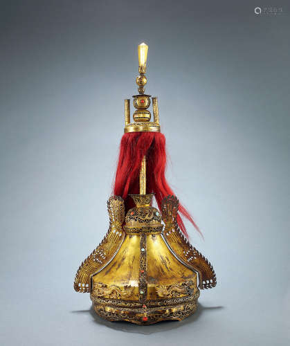 清中期 铜鎏金胄