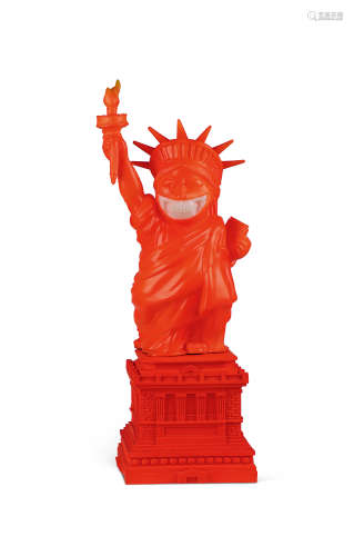 罗恩·英吉利 2017年作 狂笑的自由女神像（黑光魔法）-橘色 乙烯基塑料