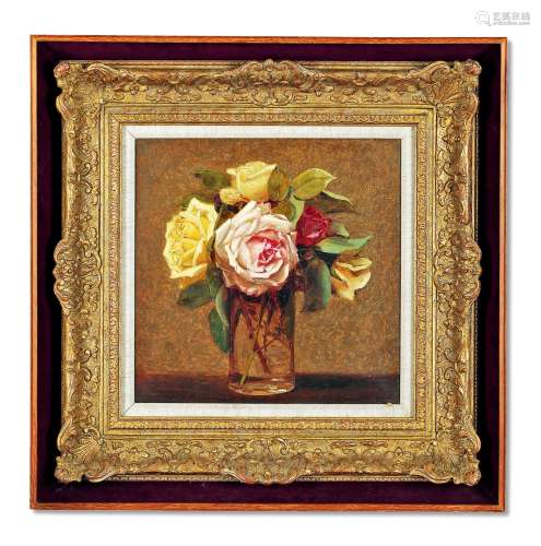 艾玛·麦格纳斯（1856-1936） 玫瑰 布面油画