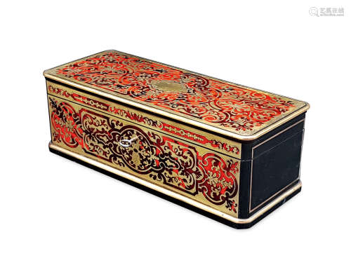 约1860年 法国 铜鎏金细镶嵌玳瑁黑檀木首饰盒