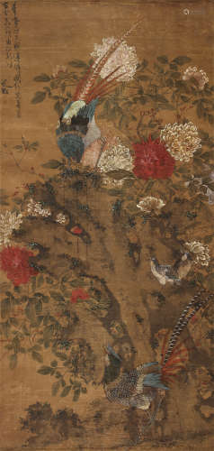 陈淳（1484-1543） 双锦呈祥图 立轴 设色绢本