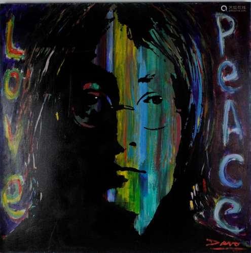 Davo Painting Of John Lennon Peace O/c