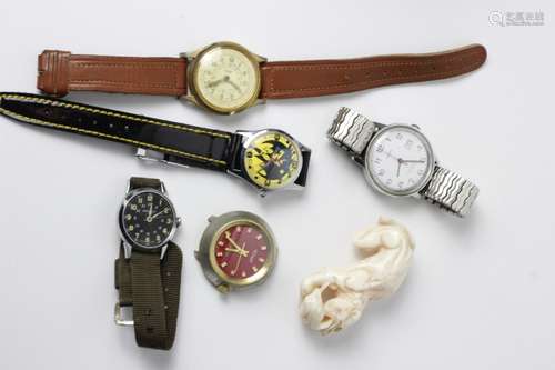 Lot Of 5 Old Watches And One Coral Lion