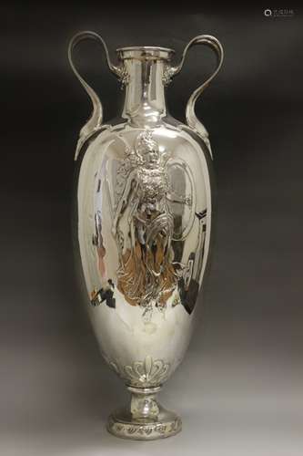 Monumental American Sterling Silver Vase 